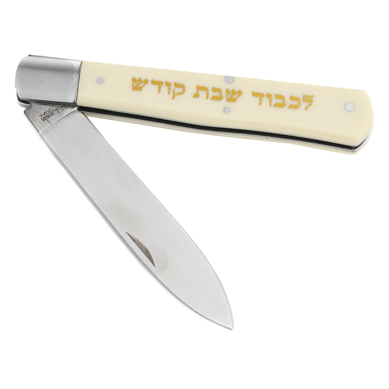 Icel Shabbes Kodesh 5'' straight Folding knife Off White