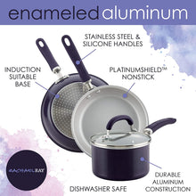 Load image into Gallery viewer, Rachael Ray 13 piece purple shimmer cookware pots and pans set