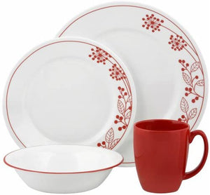 corelle 16pc berries and leaves dinnerware set service for 4