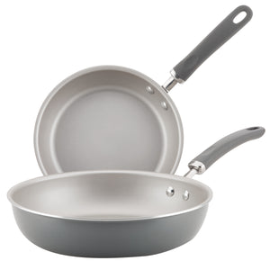 Rachael Ray Aluminum Nonstick Skillet 9.5" & 11.75"- gray Shimmer - Pack of 2