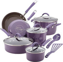 Load image into Gallery viewer, Rachael Ray 12 Piece Sea Salt Gray Cucina Nonstick Cookware Pots and Pans Set
