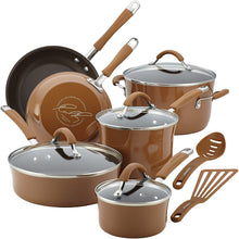 Load image into Gallery viewer, Rachael Ray 12 Piece Sea Salt Gray Cucina Nonstick Cookware Pots and Pans Set
