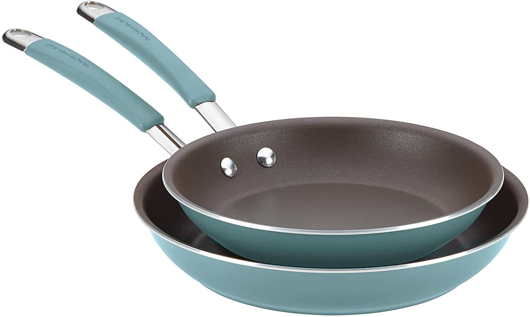 Rachael Ray 2 pack Cucina Nonstick Frying Pan Set  - 9.25 Inch and 11 Inch, Blue