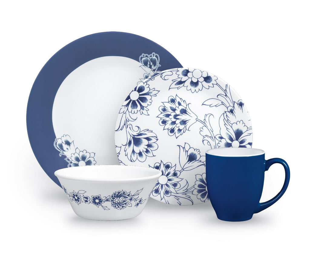 corelle 16pc indigo blooms dinnerware set serving for 4