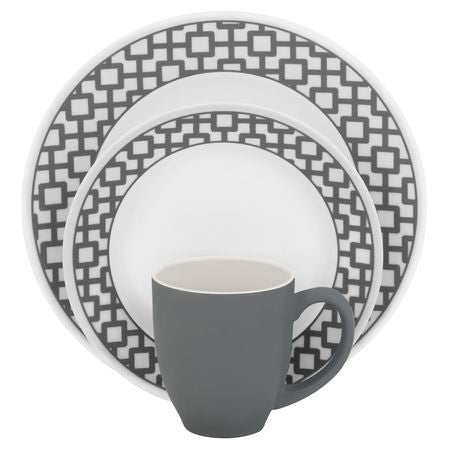 corelle 16pc urban grid dinnerware set service for 4 toveld