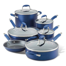 Load image into Gallery viewer, Analon 11 piece indigo cookware set
