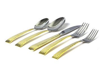 David Shaw - Two Tone Gold 18/10 SS Flatware, Mali 20 pc Set