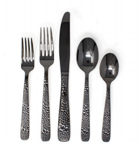 David Shaw - Black 18/10 SS Flatware, Alligator, 20 pc Set